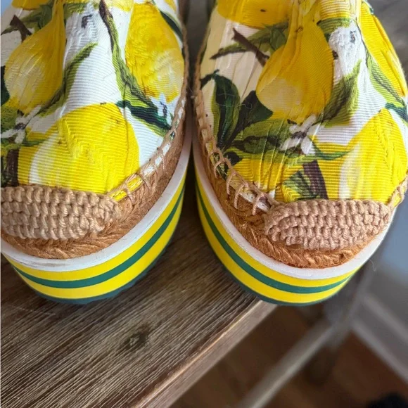 Dolce & Gabbana Yellow Lemon Print Platform Espadrilles - Picture 4 of 10